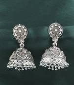 Glitzy Silver Push Back Jhumki Earrings