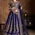 Navy Blue Embroidered Silk Semi Stitched Lehenga With Dupatta