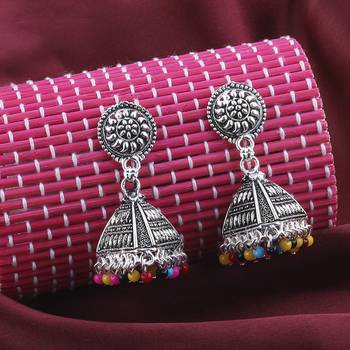Pretty Multicolor Round Triangle Jhumki Earrings 1