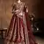 Maroon Embroidered Silk Semi Stitched Lehenga With Dupatta