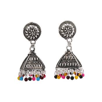 Pretty Multicolor Round Triangle Jhumki Earrings 3