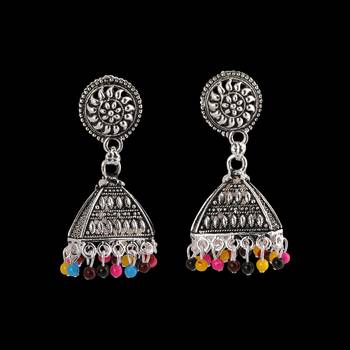 Pretty Multicolor Round Triangle Jhumki Earrings 4