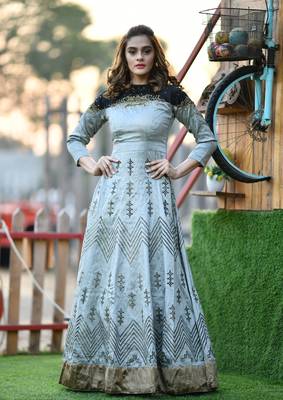 Grey Embroidered Silk Salwar 1