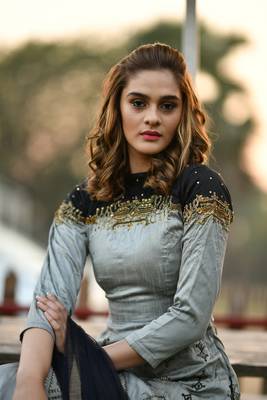 Grey Embroidered Silk Salwar 2