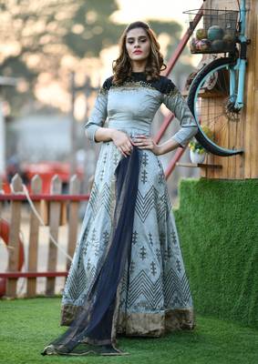 Grey Embroidered Silk Salwar 3