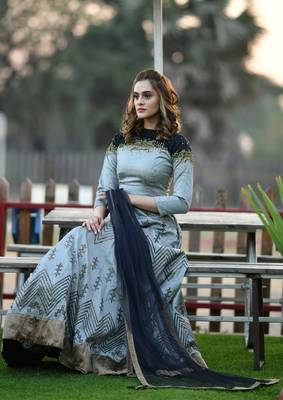 Grey Embroidered Silk Salwar 4