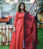 Orange Embroidered Silk Salwar