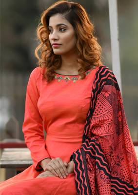Orange Embroidered Silk Salwar 2