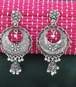Graceful Silver Round  Dangle Jhumki Earrings