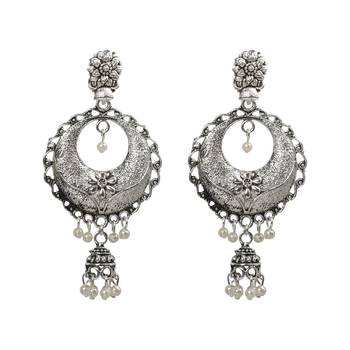 Graceful Silver Round  Dangle Jhumki Earrings 3