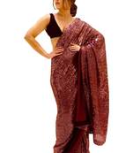 Maroon embroidered georgette saree with blouse
