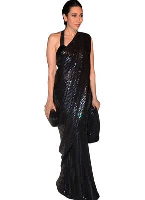 Black embroidered georgette saree with blouse 1