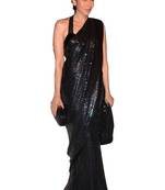 Black embroidered georgette saree with blouse