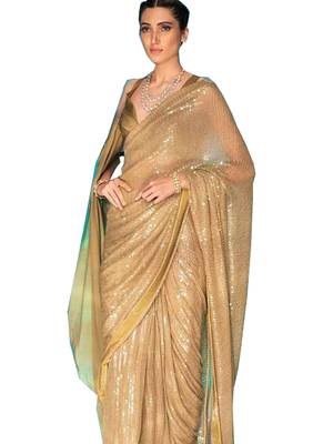 Yellow embroidered georgette saree with blouse 1