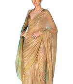 Yellow embroidered georgette saree with blouse