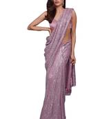 Pink embroidered georgette saree with blouse