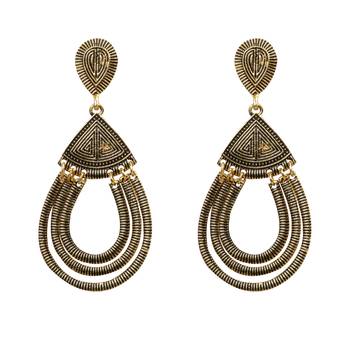 Trendy Golden Spring Circles Dangler Earrings 3
