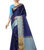 blue woven banarasi saree with blouse