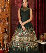 Dark-Green Sequins Silk Salwar