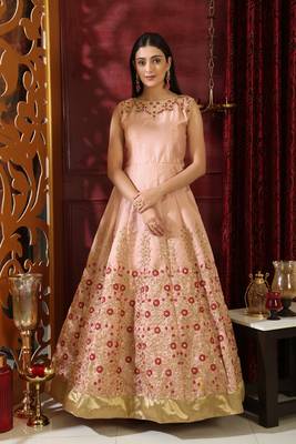 Peach Sequins Silk Salwar 1