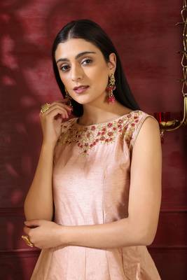 Peach Sequins Silk Salwar 2