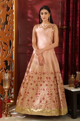 Peach Sequins Silk Salwar 3
