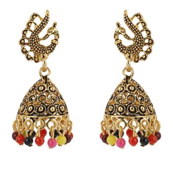 Lovely Multicolor Peacock Jhumki Earrings 3