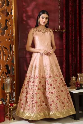 Peach Sequins Silk Salwar 4