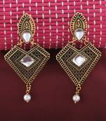 Spunky Golden Geometric Dangle Earrings