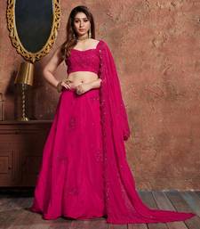 Eye Catching Romantic Rani Pink Zari, Sequins, And Dori Embroidered Georgette Semi Stitched Party Wear Lehenga