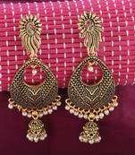 Facinating Golden Peacock Stud  Dangle Earrings