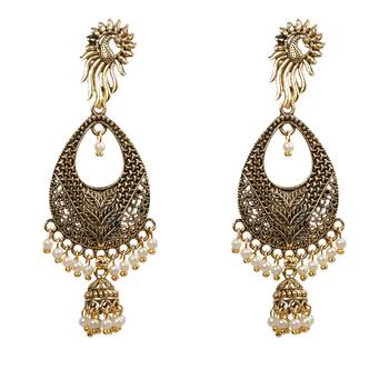 Facinating Golden Peacock Stud  Dangle Earrings 3