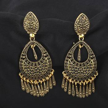 Shimmering Golden Multi Dangle Drop Earrings 1