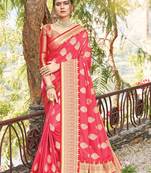 Sangam Prints Red Dola Silk Zari Work Traditional Saree