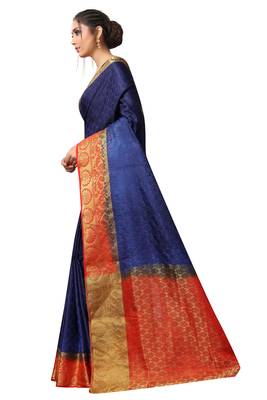 blue woven banarasi saree with blouse 2