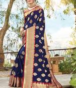 Navy Blue Dola Silk Zari Work Traditional Saree
