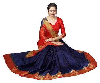 blue woven banarasi saree with blouse 3