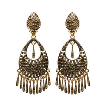 Shimmering Golden Multi Dangle Drop Earrings 3
