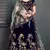 Navy Blue Embroidered Velvet Semi Stitched Lehenga With Dupatta