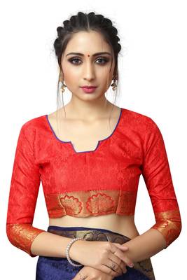 blue woven banarasi saree with blouse 5