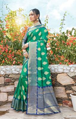 Green Dola Silk Zari Work Traditional Saree 1