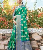 Green Dola Silk Zari Work Traditional Saree