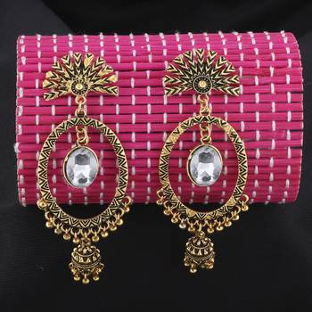 Eye-Catching Golden Round  Dangle Jhumki Earrings 1