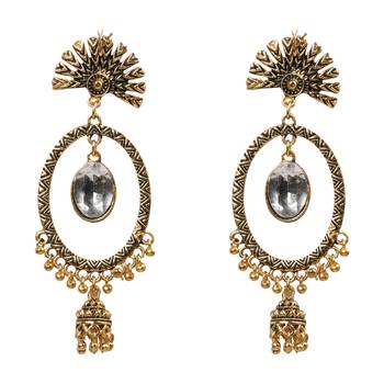 Eye-Catching Golden Round  Dangle Jhumki Earrings 3