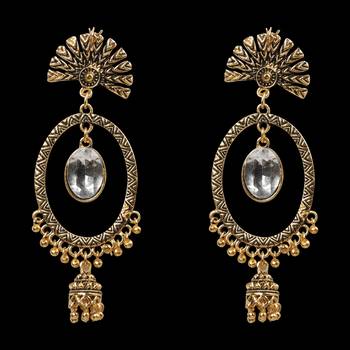 Eye-Catching Golden Round  Dangle Jhumki Earrings 4