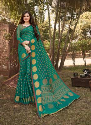 Rama Green Handloom Silk Zari Work Traditional Saree 1
