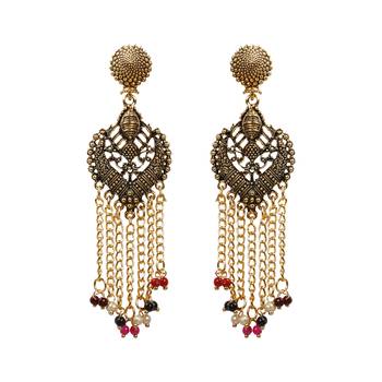Alluring Multicolor Designer Long Tassel Earrings 3
