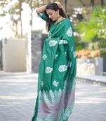 Green Woven Silk Saree With Blouse