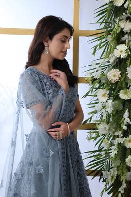 Grey Thread Embroidery Net Salwar 3