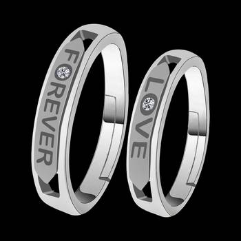 Silverplated Elegant Love  Solitaire His And Her Adjustable Proposal Diamond Couple Ring For Men And Women Jewellery 2